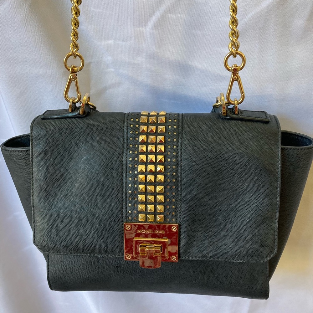Michael Kors Tina Studded Satchel Bag Flap Chain Crossbody Bag